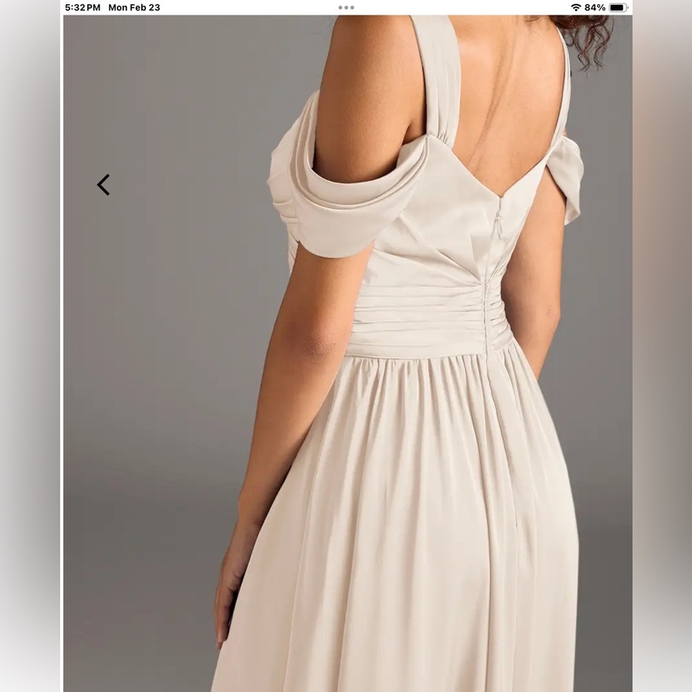 Azazie Lianne Cream Alabaster Bridesmaid Maxi Dress Size 8 - Picture 3 of 16